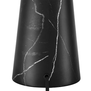 Modway Furniture Nera Marble Table Lamp by Modway - Vintage-Inspired Design with Tapered Metal Body and Pleated Shade Black EEI-6963-BLK