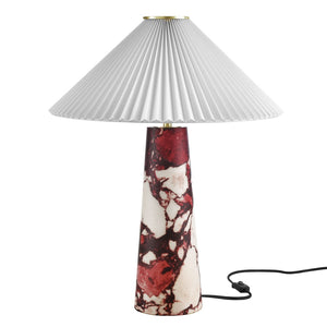 Modway Furniture Nera Marble Table Lamp by Modway - Vintage-Inspired Design with Tapered Metal Body and Pleated Shade Red EEI-6963-RED