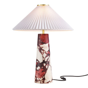 Modway Furniture Nera Marble Table Lamp by Modway - Vintage-Inspired Design with Tapered Metal Body and Pleated Shade Red EEI-6963-RED
