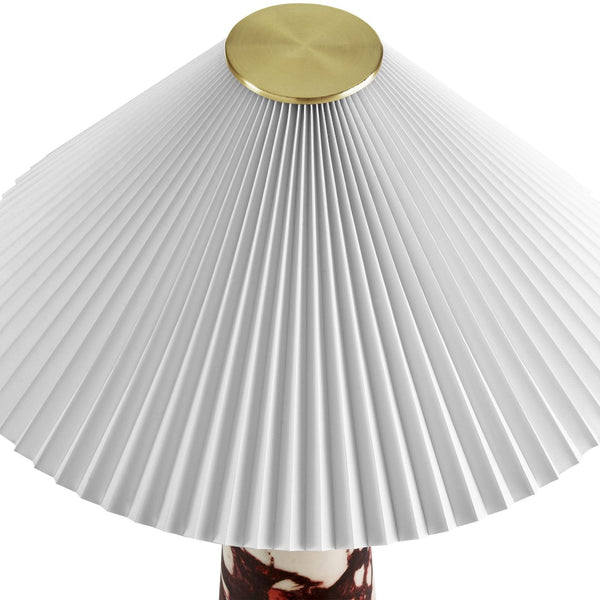 Modway Furniture Nera Marble Table Lamp by Modway - Vintage-Inspired Design with Tapered Metal Body and Pleated Shade Red EEI-6963-RED
