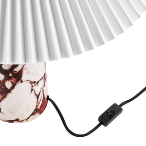 Modway Furniture Nera Marble Table Lamp by Modway - Vintage-Inspired Design with Tapered Metal Body and Pleated Shade Red EEI-6963-RED