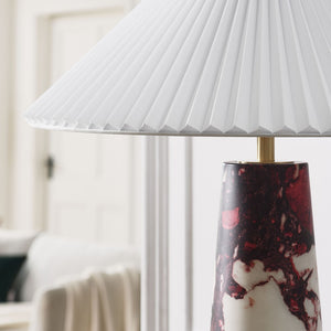 Modway Furniture Nera Marble Table Lamp by Modway - Vintage-Inspired Design with Tapered Metal Body and Pleated Shade Red EEI-6963-RED