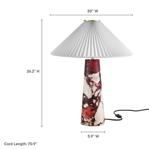 Modway Furniture Nera Marble Table Lamp by Modway - Vintage-Inspired Design with Tapered Metal Body and Pleated Shade Red EEI-6963-RED