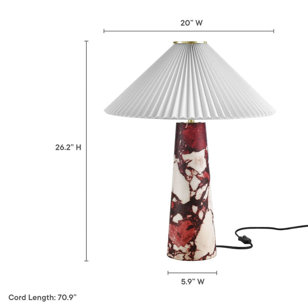 Modway Furniture Nera Marble Table Lamp by Modway - Vintage-Inspired Design with Tapered Metal Body and Pleated Shade Red EEI-6963-RED