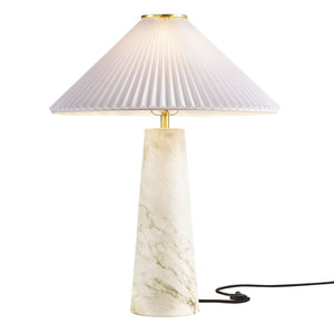 Modway Furniture Nera Marble Table Lamp by Modway - Vintage-Inspired Design with Tapered Metal Body and Pleated Shade White EEI-6963-WHI