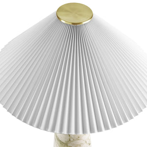Modway Furniture Nera Marble Table Lamp by Modway - Vintage-Inspired Design with Tapered Metal Body and Pleated Shade White EEI-6963-WHI