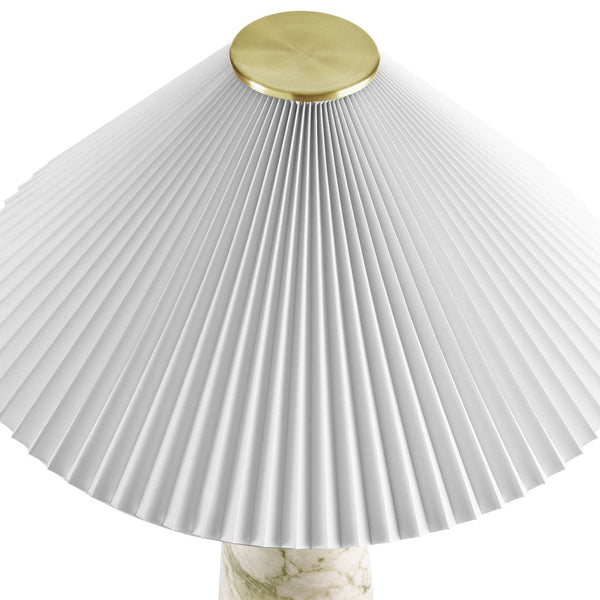 Modway Furniture Nera Marble Table Lamp by Modway - Vintage-Inspired Design with Tapered Metal Body and Pleated Shade White EEI-6963-WHI