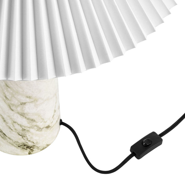 Modway Furniture Nera Marble Table Lamp by Modway - Vintage-Inspired Design with Tapered Metal Body and Pleated Shade White EEI-6963-WHI