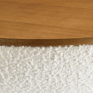 Modway Furniture Tridome Round Bouclé Upholstered Storage Coffee Table - Chic Dome Design, No Assembly, Versatile Style EEI-6964-NAT-IVO