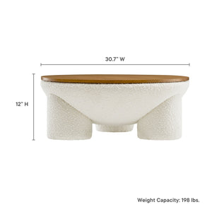 Modway Furniture Tridome Round Bouclé Upholstered Storage Coffee Table - Chic Dome Design, No Assembly, Versatile Style EEI-6964-NAT-IVO