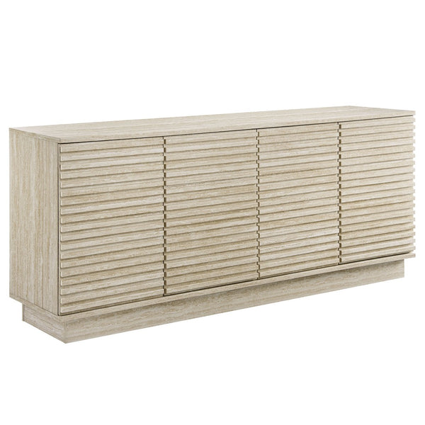 Modway Furniture Render 70" Faux Travertine Sideboard Cabinet - Stylish Mid-Century Storage for TV, Dinnerware & Decor EEI-6966-TRA