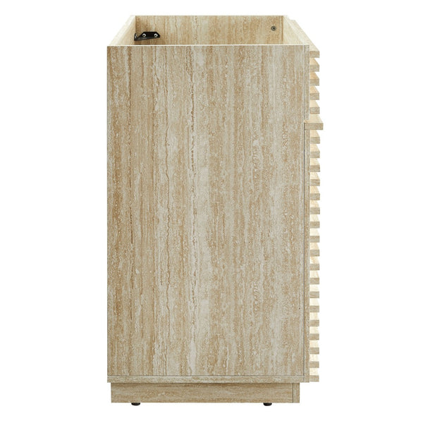 Modway Furniture Render 30" Faux Travertine Bathroom Vanity Cabinet - Mid-Century Modern Style with Storage Options EEI-6968-TRA