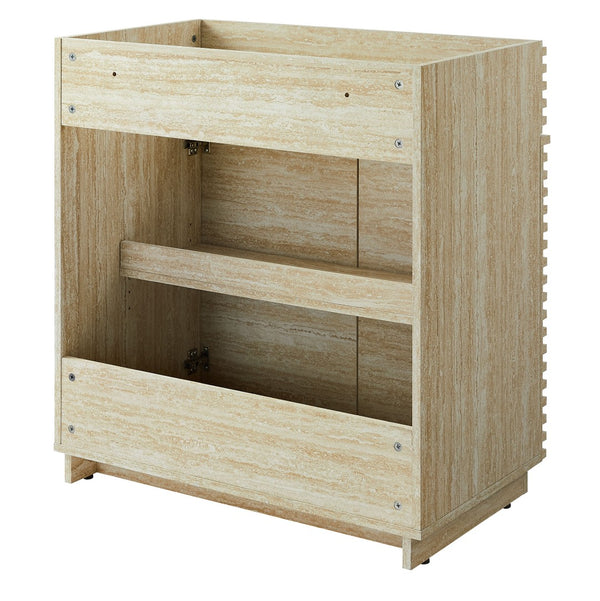 Modway Furniture Render 30" Faux Travertine Bathroom Vanity Cabinet - Mid-Century Modern Style with Storage Options EEI-6968-TRA