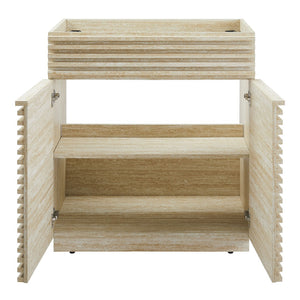 Modway Furniture Render 30" Faux Travertine Bathroom Vanity Cabinet - Mid-Century Modern Style with Storage Options EEI-6968-TRA