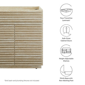 Modway Furniture Render 30" Faux Travertine Bathroom Vanity Cabinet - Mid-Century Modern Style with Storage Options EEI-6968-TRA