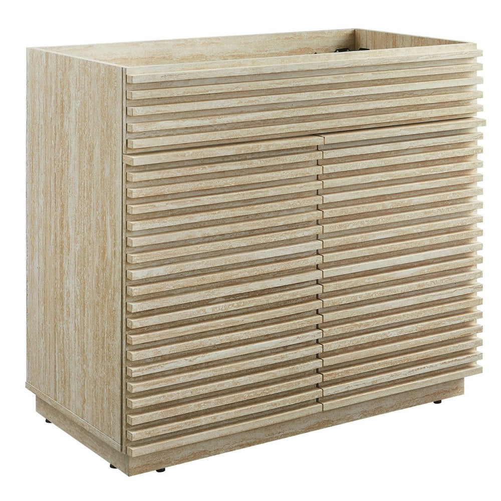 Modway Furniture Render 36" Faux Travertine Bathroom Vanity Cabinet - Stylish Mid-Century Design with Storage Space EEI-6969-TRA
