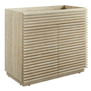 Modway Furniture Render 36" Faux Travertine Bathroom Vanity Cabinet - Stylish Mid-Century Design with Storage Space EEI-6969-TRA