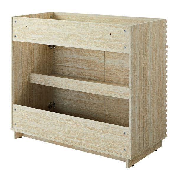 Modway Furniture Render 36" Faux Travertine Bathroom Vanity Cabinet - Stylish Mid-Century Design with Storage Space EEI-6969-TRA