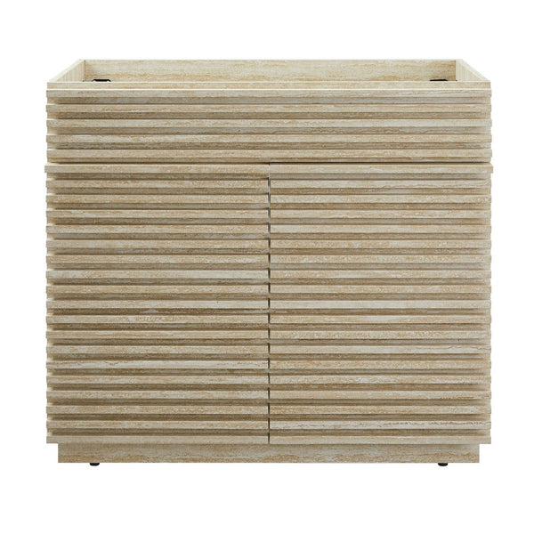 Modway Furniture Render 36" Faux Travertine Bathroom Vanity Cabinet - Stylish Mid-Century Design with Storage Space EEI-6969-TRA