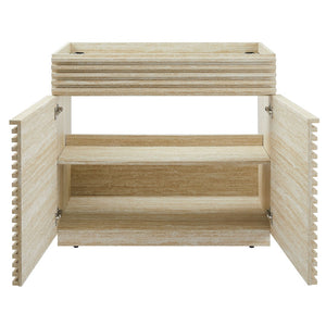 Modway Furniture Render 36" Faux Travertine Bathroom Vanity Cabinet - Stylish Mid-Century Design with Storage Space EEI-6969-TRA