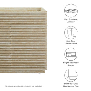 Modway Furniture Render 36" Faux Travertine Bathroom Vanity Cabinet - Stylish Mid-Century Design with Storage Space EEI-6969-TRA