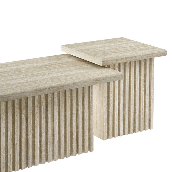Modway Furniture Render Nesting Coffee Tables Set of 2 – Mid-Century Modern Design for Versatile Living Spaces Travertine EEI-6970-TRA