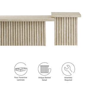 Modway Furniture Render Nesting Coffee Tables Set of 2 – Mid-Century Modern Design for Versatile Living Spaces Travertine EEI-6970-TRA