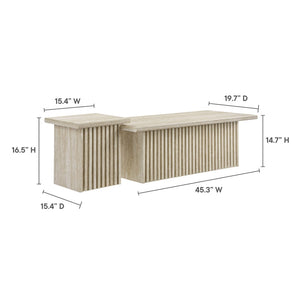 Modway Furniture Render Nesting Coffee Tables Set of 2 – Mid-Century Modern Design for Versatile Living Spaces Travertine EEI-6970-TRA
