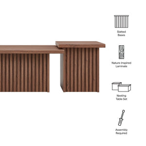 Modway Furniture Render Nesting Coffee Tables Set of 2 – Mid-Century Modern Design for Versatile Living Spaces Walnut EEI-6970-WAL