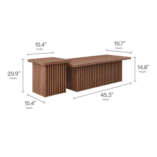 Modway Furniture Render Nesting Coffee Tables Set of 2 – Mid-Century Modern Design for Versatile Living Spaces Walnut EEI-6970-WAL