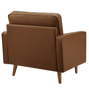 Modway Furniture Valour Tufted Vegan Leather Accent Armchair - Modern Mid-Century Design with Supportive Comfort Brown EEI-6971-BRN