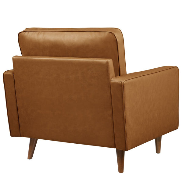 Modway Furniture Valour Tufted Vegan Leather Accent Armchair - Modern Mid-Century Design with Supportive Comfort Tan EEI-6971-TAN