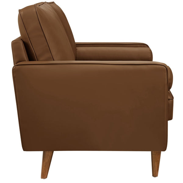 Modway Furniture Valour Tufted Vegan Leather Loveseat - Mid-Century Modern Design for Chic Small Spaces and Comfort Brown EEI-6972-BRN