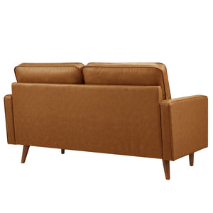 Modway Furniture Valour Tufted Vegan Leather Loveseat - Mid-Century Modern Design for Chic Small Spaces and Comfort Tan EEI-6972-TAN