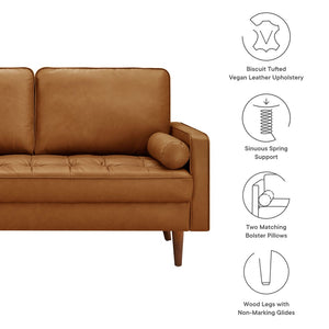 Modway Furniture Valour Tufted Vegan Leather Loveseat - Mid-Century Modern Design for Chic Small Spaces and Comfort Tan EEI-6972-TAN