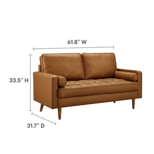 Modway Furniture Valour Tufted Vegan Leather Loveseat - Mid-Century Modern Design for Chic Small Spaces and Comfort Tan EEI-6972-TAN