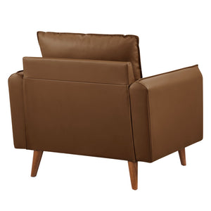 Modway Furniture Revive Upholstered Vegan Leather Accent Armchair - Stylish Mid-Century Comfort for Any Space Brown EEI-6973-BRN