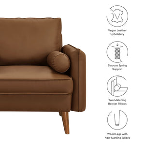 Modway Furniture Revive Upholstered Vegan Leather Accent Armchair - Stylish Mid-Century Comfort for Any Space Brown EEI-6973-BRN