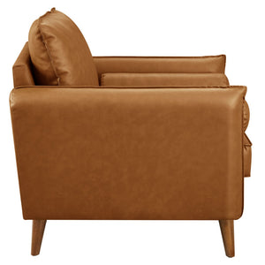 Modway Furniture Revive Upholstered Vegan Leather Accent Armchair - Stylish Mid-Century Comfort for Any Space Tan EEI-6973-TAN