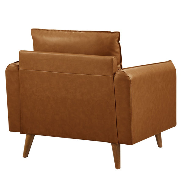 Modway Furniture Revive Upholstered Vegan Leather Accent Armchair - Stylish Mid-Century Comfort for Any Space Tan EEI-6973-TAN