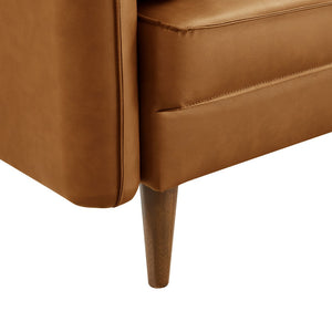 Modway Furniture Revive Upholstered Vegan Leather Accent Armchair - Stylish Mid-Century Comfort for Any Space Tan EEI-6973-TAN