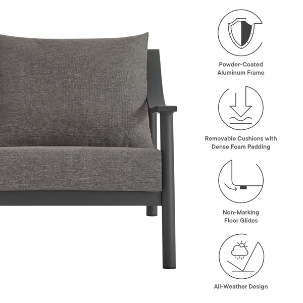 Modway Furniture Terrace Outdoor Patio Armchair - Modern Aluminum Frame with Plush Cushions for All-Weather Comfort EEI-6976-CAR-GPH