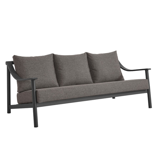 Modway Furniture Terrace Outdoor Patio Sofa - Modern Three-Seat Aluminum Couch with Weather-Resistant Cushions EEI-6977-CAR-GPH