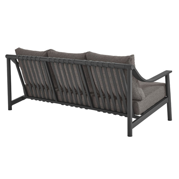 Modway Furniture Terrace Outdoor Patio Sofa - Modern Three-Seat Aluminum Couch with Weather-Resistant Cushions EEI-6977-CAR-GPH
