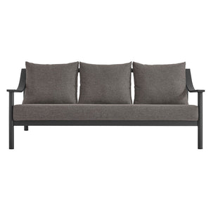 Modway Furniture Terrace Outdoor Patio Sofa - Modern Three-Seat Aluminum Couch with Weather-Resistant Cushions EEI-6977-CAR-GPH