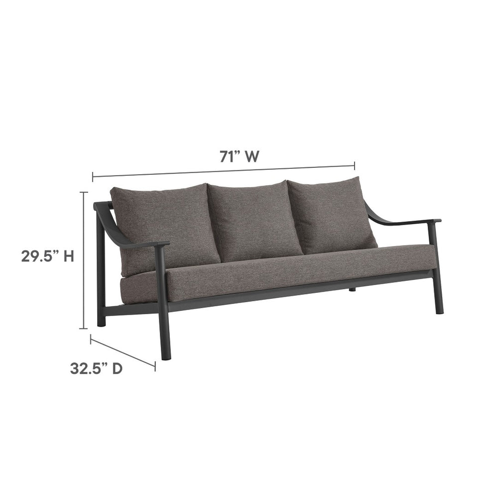 Modway Furniture Terrace Outdoor Patio Sofa - Modern Three-Seat Aluminum Couch with Weather-Resistant Cushions EEI-6977-CAR-GPH