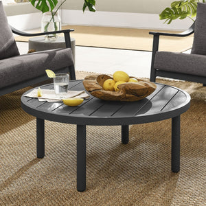 Modway Furniture Terrace 35" Round Outdoor Coffee Table - Durable Aluminum, Weather-Resistant, Modern Design for Patios EEI-6978-GPH