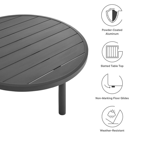 Modway Furniture Terrace 35" Round Outdoor Coffee Table - Durable Aluminum, Weather-Resistant, Modern Design for Patios EEI-6978-GPH