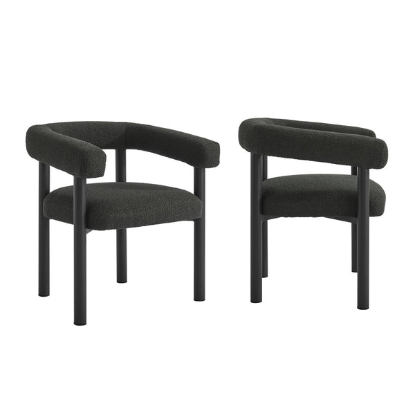 Modway Furniture Nautica Outdoor Aluminum Dining Armchairs Set of 2 - Stylish, Weather-Resistant Comfort for Patios Charcoal Graphite EEI-6979-CHA-GPH