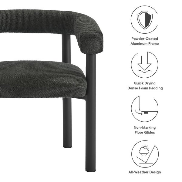 Modway Furniture Nautica Outdoor Aluminum Dining Armchairs Set of 2 - Stylish, Weather-Resistant Comfort for Patios Charcoal Graphite EEI-6979-CHA-GPH